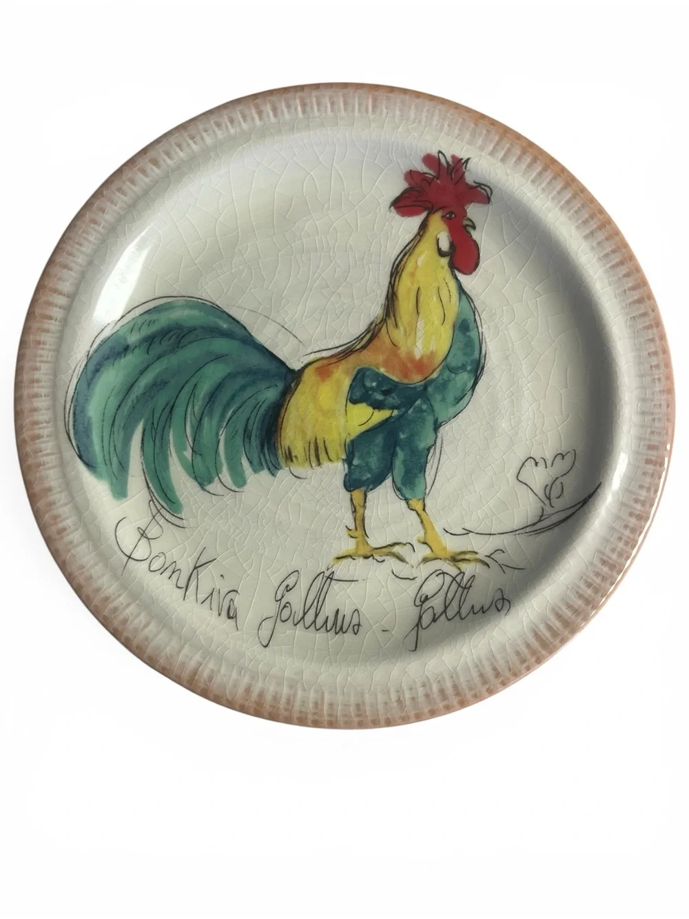 Pottery Barn Bon Kiva Rooster Salad Plates 9.5” Set of 4 Farmhouse